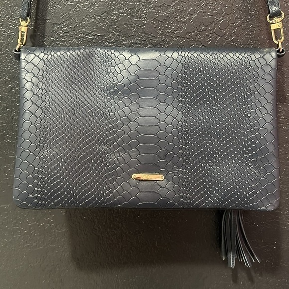 Vintage Used Gigi New York Blue Zippered Clutch Bag Ladies Purse Accessory - Picture 3 of 6